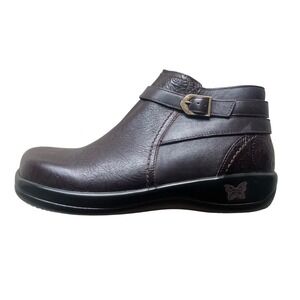 Alegria Brown Leather Ankle Boots with Buckle